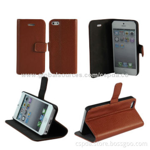 Flexible Price PU Leather Mobile Phone Cases for iPhone 5, to Showcase Your Smartphone Unique Style